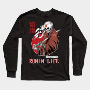 Ronin Life Skull Samurai Warrior with Kanji Long Sleeve T-Shirt